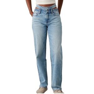 American Eagle Outfitters Unique Strigid High-Waisted Baggy Jeans Sz‎ 0 Short